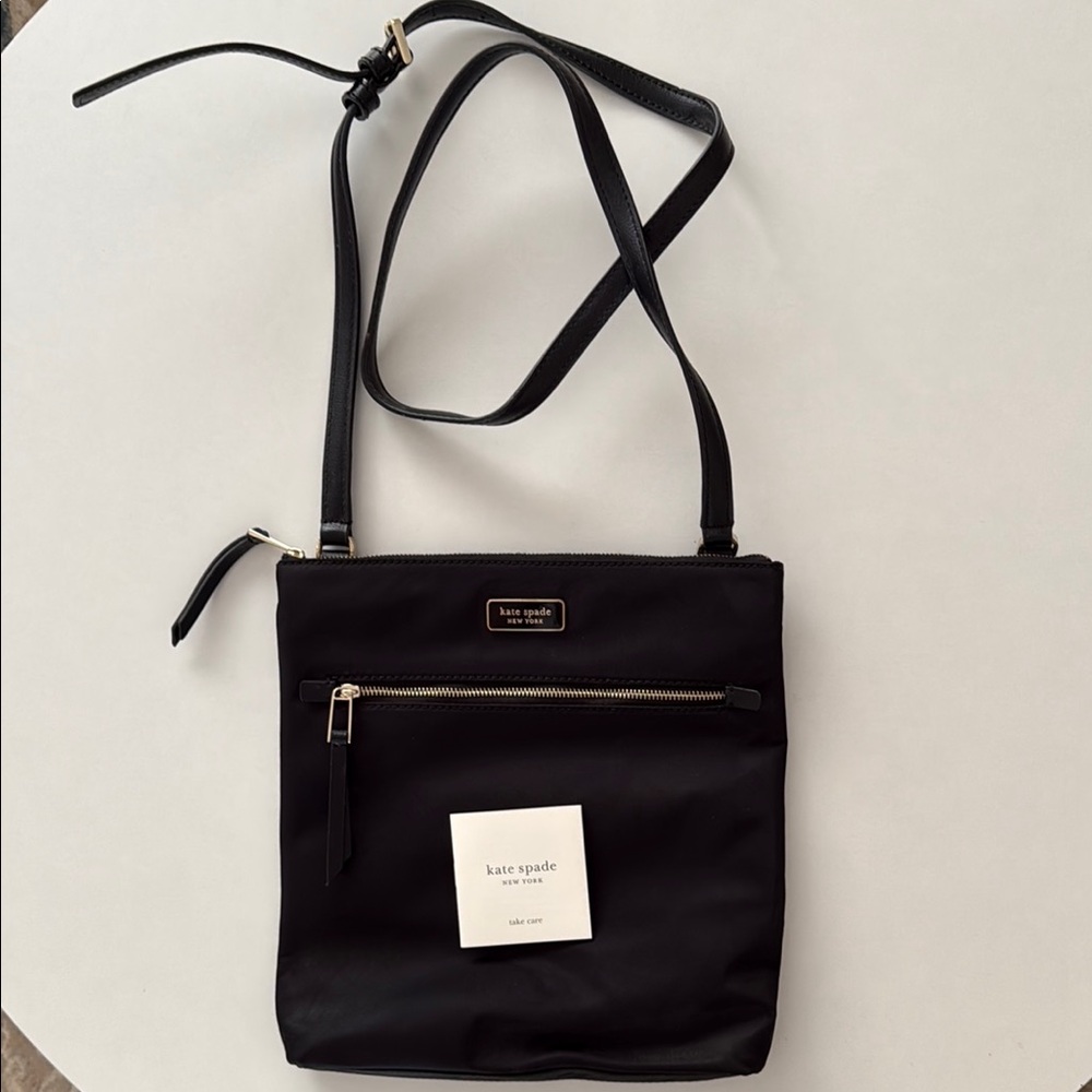 Kate Spade New York Dawn Nylon Flat Crossbody Bag Purse in Black